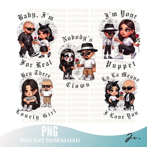 Lowrider Cholo Couple PNG Bundle: Christmas Designs (Digital Download)