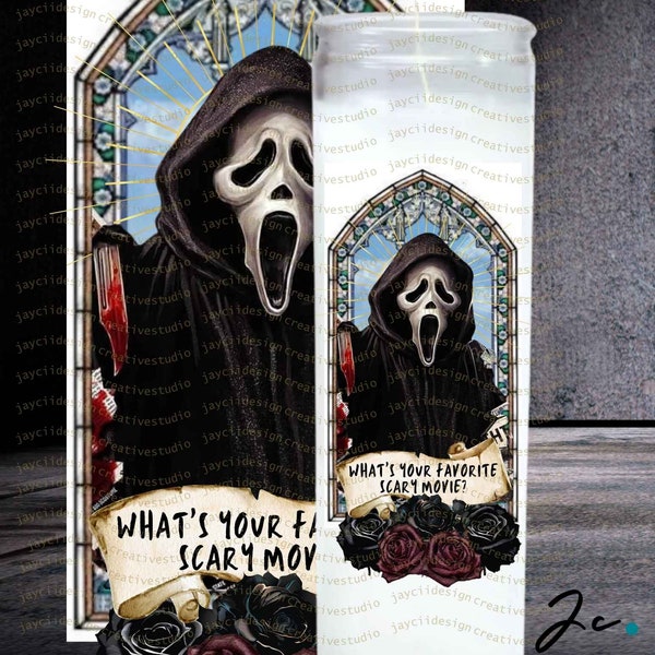 Horror Movie Prayer Candle Label- Digital Download/PNG
