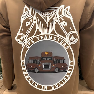 Brown Parcel Service Teamster Truck Midweight Hoodie Hooded Sweatshirt Brown