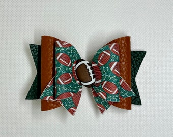 Football Hair Bow, Football Girls Hair Bow, Football