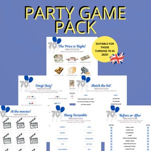 70er Geburtstag Party Spiele Bundle | Jahrgang 1955 Trivia | 70er Jahre Party Dekor | Jahrgang 1955 Quiz | Printable Spiele Paket 1955 | 70 im Jahr 2025
