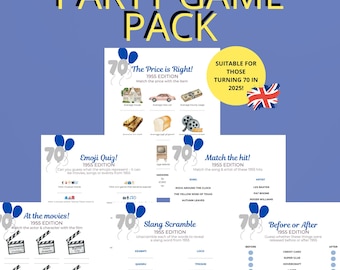 70th Birthday 1955 Trivia Games Bundle (Digital Download)