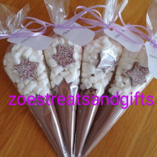 Personalised Hot Chocolate Cones Birthday Party Favours Sleepover Party Christmas Cones Wedding Favours Christenings Winter Party