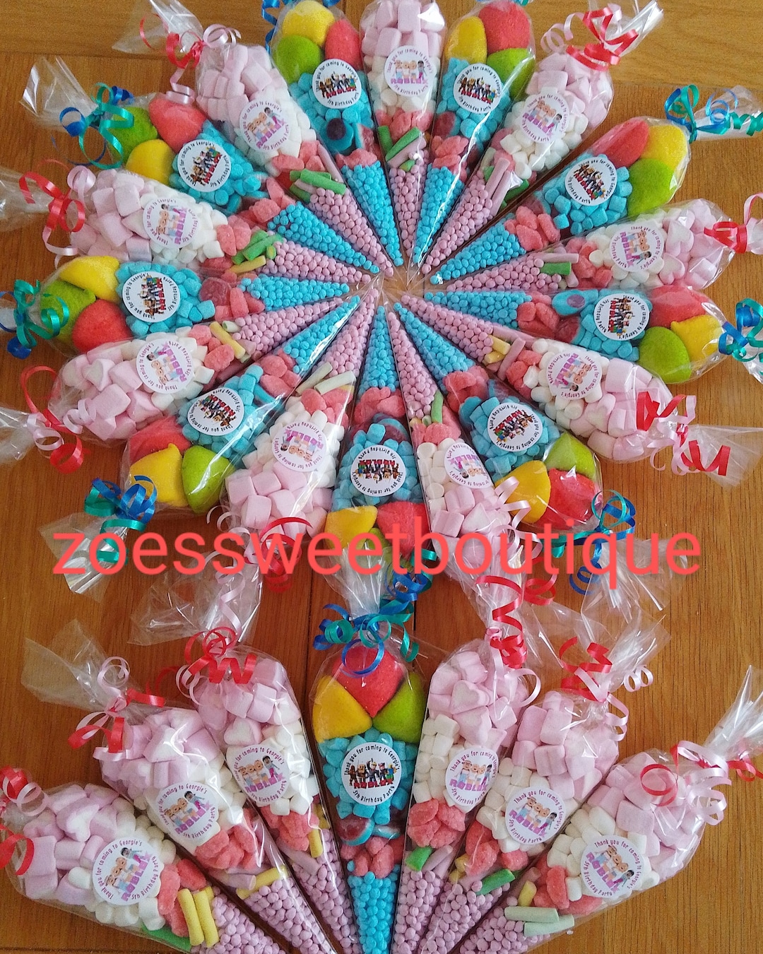 Personalised Pre Filled Balloon Rainbow themed Sweet Cones Large Kids Personalised Pre Filled Balloon Rainbow themed Sweet Cones Large Kids