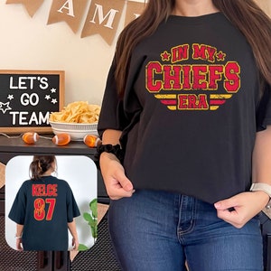 In My Chiefs Era Comfort Colors Shirt, Travis Kelce Swift shirt, Football Chiefs Shirt, Football NFL Tshirt, Taylor and Travis Front & Back