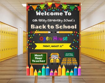 Modèle modifiable de plaque de bienvenue pour la rentrée des portes ouvertes, imprimable « Rencontrez votre professeur » affiche de bienvenue pour la rentrée, bienvenue pour l'événement scolaire