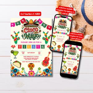 Editable Cinco de Mayo Fiesta Invitation Template, Printable Fiesta Invites, Mexican Fiesta Invitation, Mexican Holiday Celebration Invite