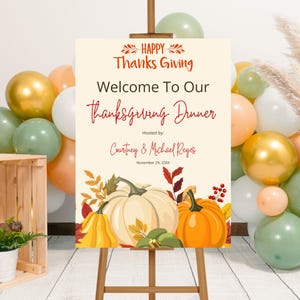 Editable Pumpkin Patch Thanksgiving Party Welcome Sign Template, Printable Thanksgiving Dinner Welcome Board, Thanksgiving Welcome Poster