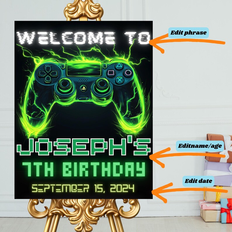 Editable Video Game Birthday Party Welcome Sign Template, Video Game ...