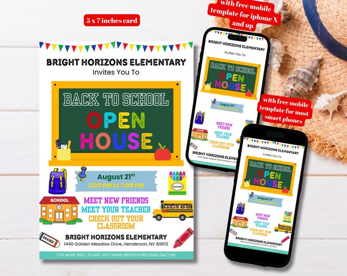 School Open House Flyer Printable Template Back to School Invitation ...