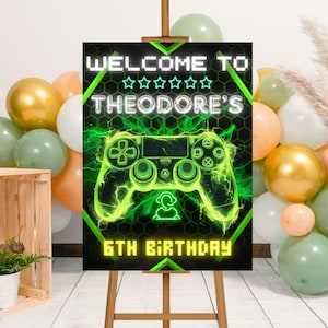 Editable Game Controller Birthday Party Welcome Sign Template, Printable Video Game Bday Welcome Poster, Gamer Bday Party Welcome Sign