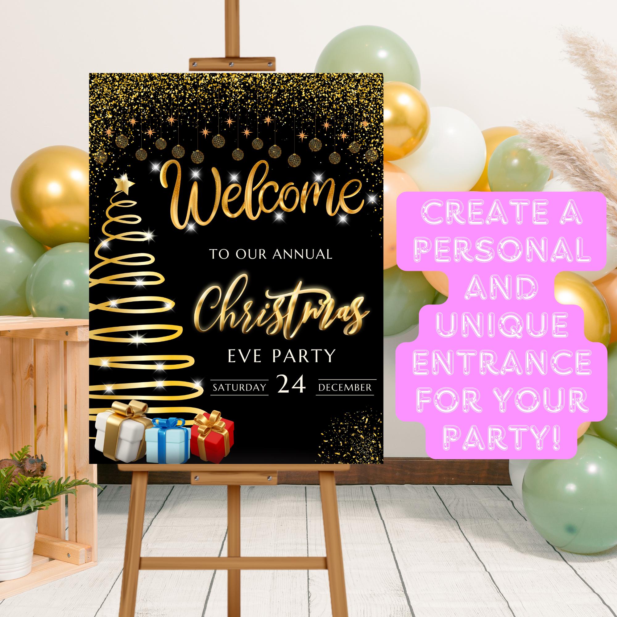 Editable Christmas Party Welcome Sign Template, Printable Christmas ...