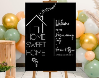 Editable Housewarming Party Welcome Sign Template, Printable New House Party Welcome Poster, Black and White Housewarming Party Welcome Sign