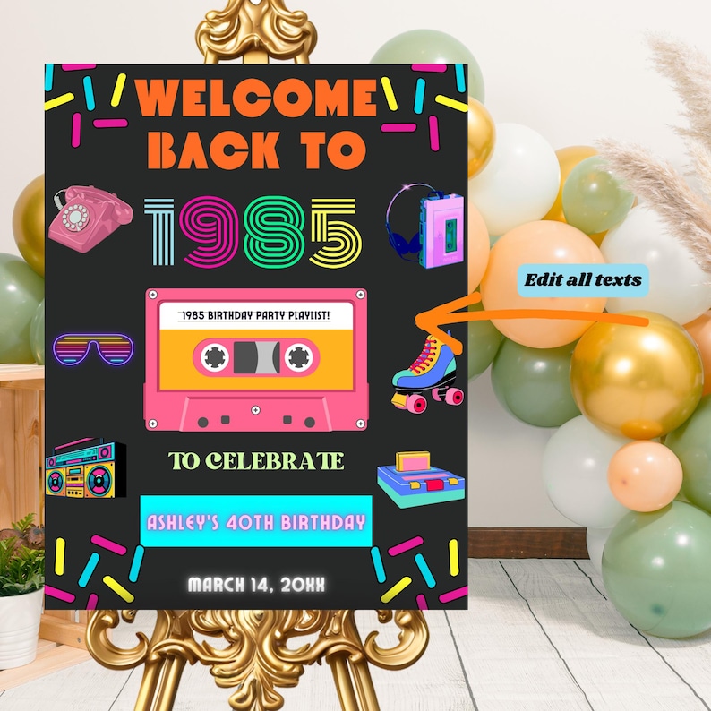 Editable Born in 1985 40th Birthday Welcome Sign Template, Printable ...
