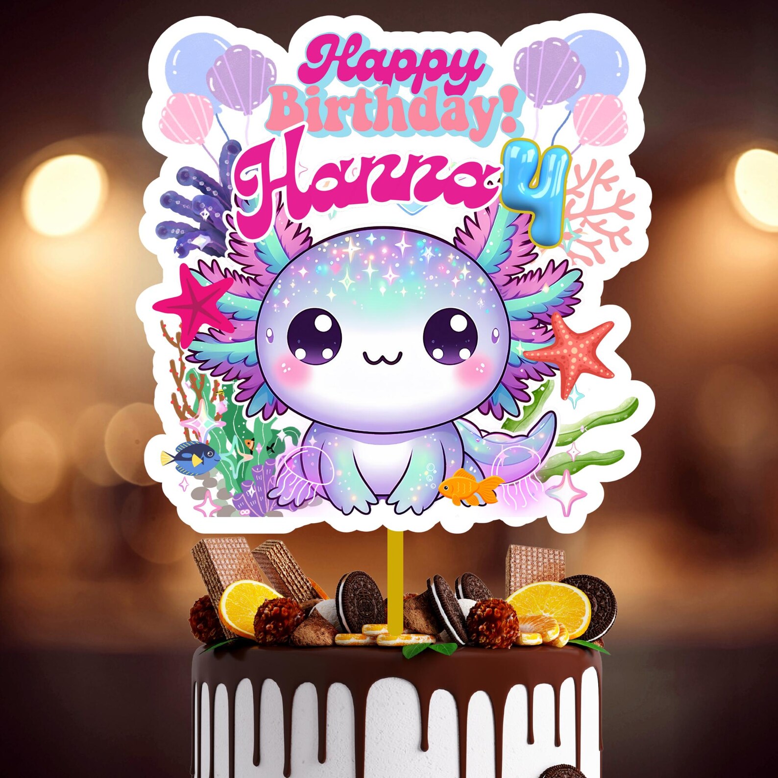 Axolotl Cake Topper Set - 26 Pcs Underwater Figurines With Coral, Shells & Starfish For Ocean Party - View #10