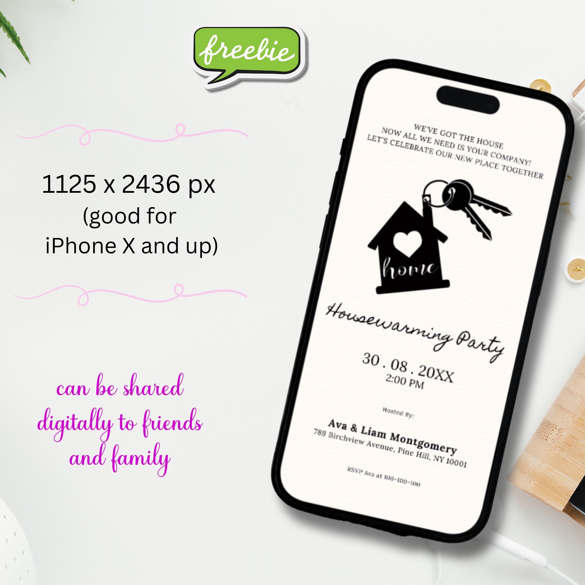 Editable Minimalist Housewarming Party Invitation Template, Digital ...