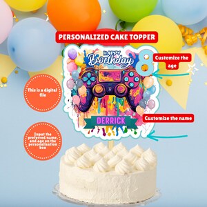 Personalized Gamer Video Game Birthday Party Cake Topper, Editable Level Up Birthday Topper, Level Unlocked Birthday Cake Decor, Controller