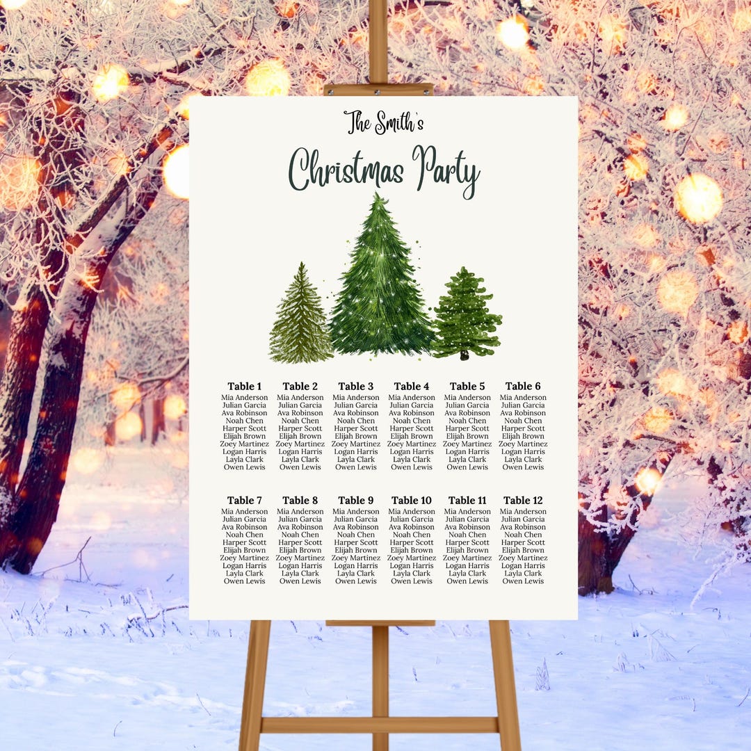 Editable Christmas Tree Christmas Party Seating Chart Template ...