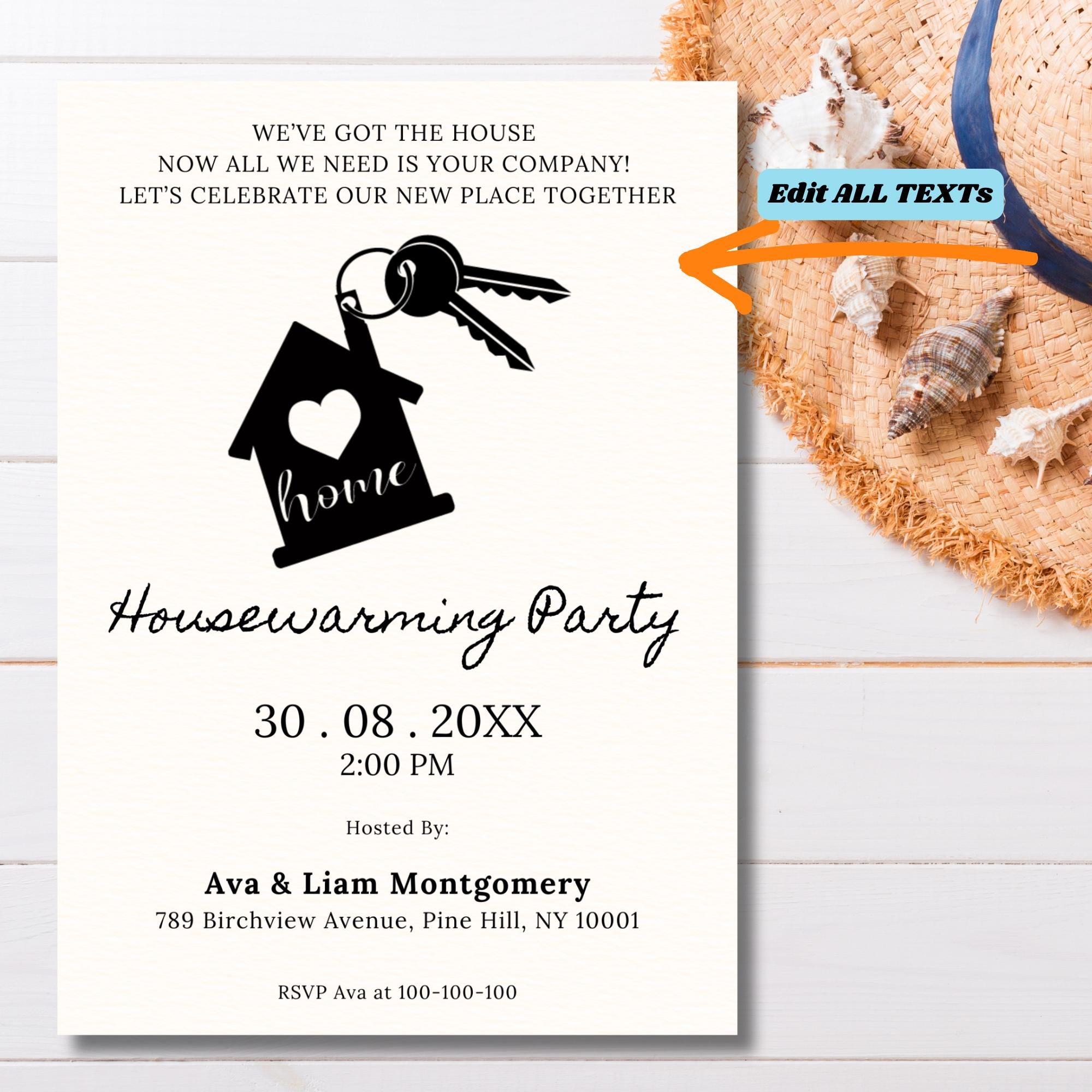 Editable Minimalist Housewarming Party Invitation Template, Digital ...