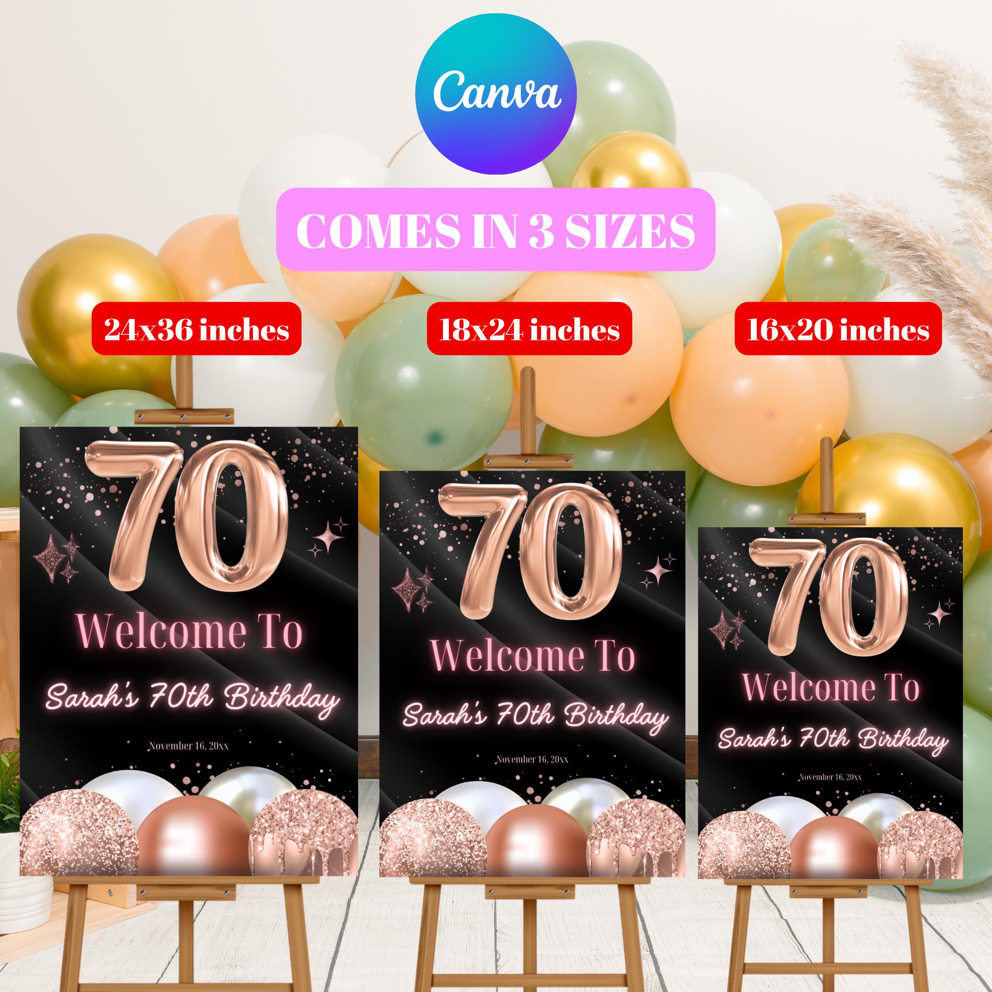 2 Banner Di Compleanno Personalizzati Oro Rosa | Poster Con Foto, Nome Ed Età | Decorazioni Per Feste 16° 18° 30° 40° 50° 60° 70° Anni