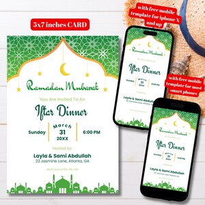 Editable Ramadan Mubarak Iftar Dinner Invitation Template, Printable Eid Al Fitr Dinner Invitation, Ramadan invitation, Muslim Invitation