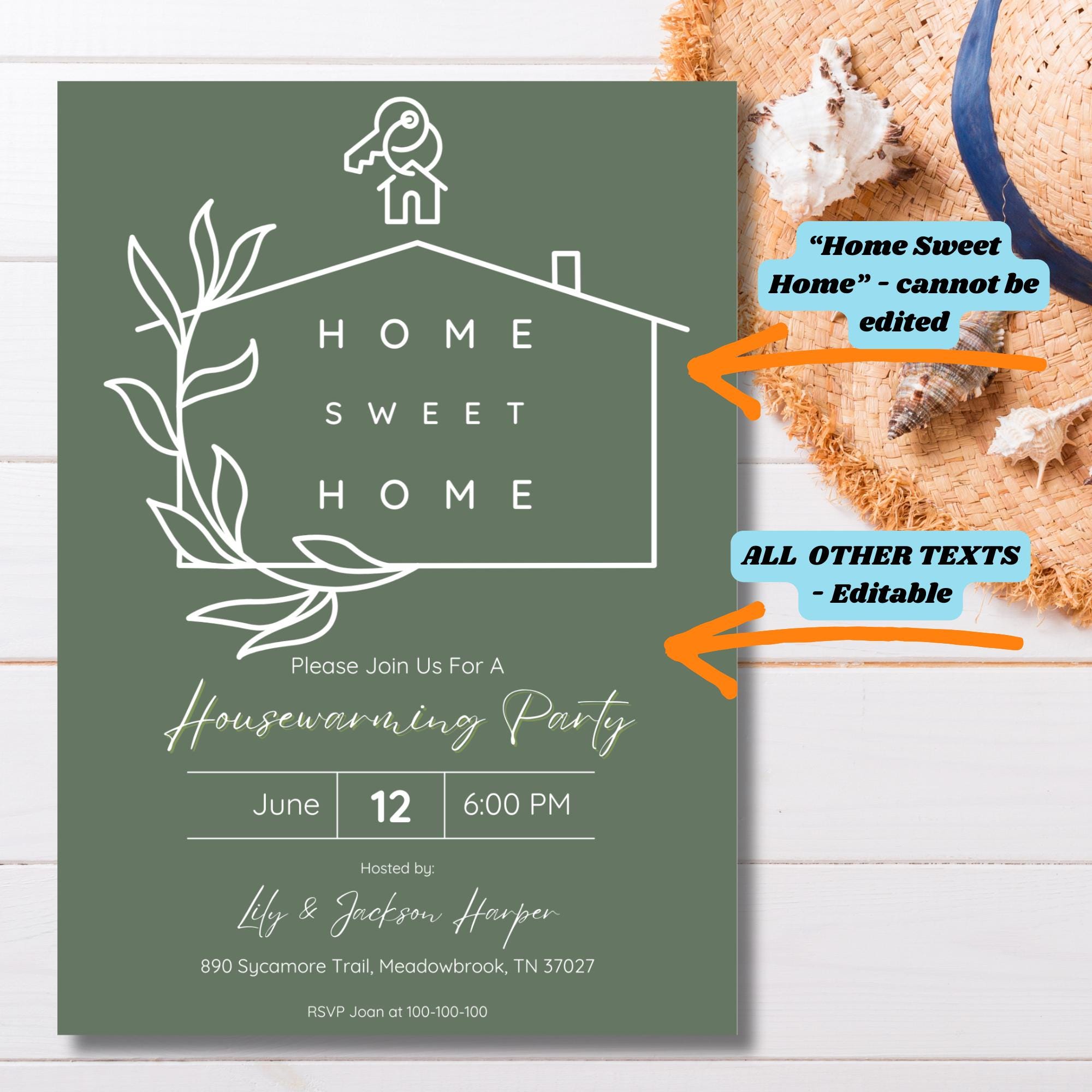Editable House Warming Invitation, Minimalist House Warming Invite, New ...