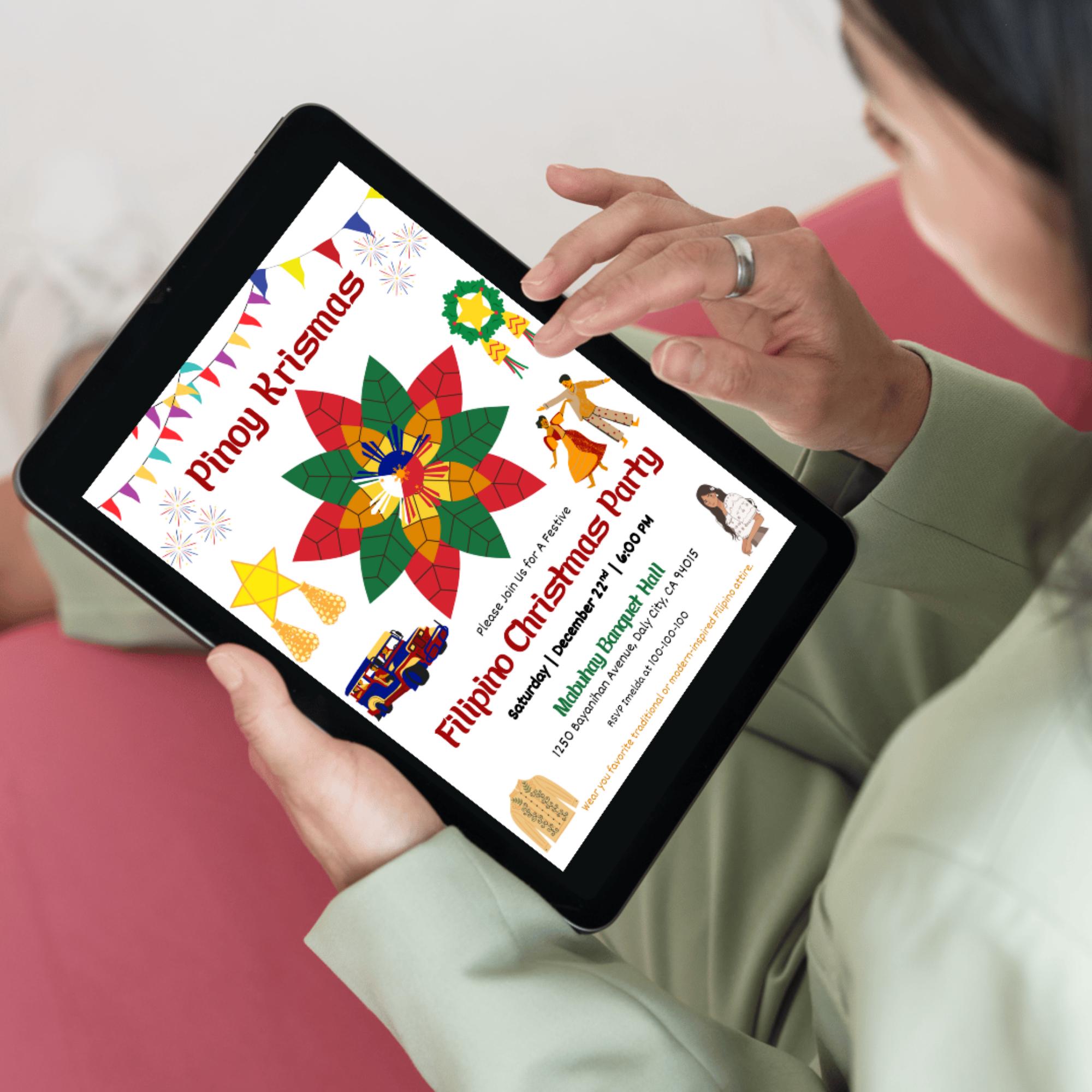 Pinoy Invitation Editable Paskong Pinoy Party Invitation Template, Printable Filipino ...