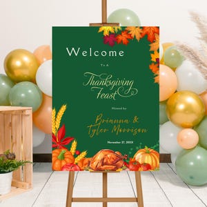 Editable Thanksgiving Dinner Welcome Sign Template, Printable Thanksgiving Party Welcome Poster, Canva Thanksgiving Welcome Board, Fall Sign