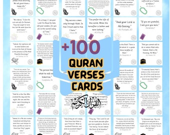 100 Koranverskort, Uppmuntrande Korankort Bönekort Digitalt Utskrivbara Bönekort Islamkort Ramadanpresenter Islampresenter Eid-present