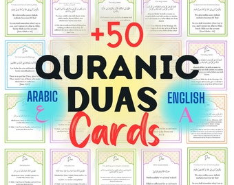 56 koraniska duas-kort, uppmuntrande korankort bönekort digitalt utskrivbara bönekort islamkort engelska kort gåvor
