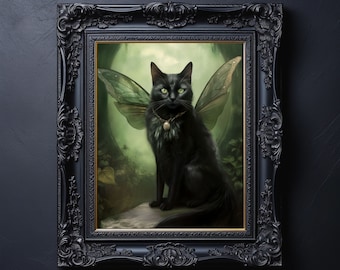 Cat Sith Digital Print, Celtic Mythology Art, Sacred Space Art, Samhain Art, Black Cat Art, Celtic Folklore Art, Guardian Spirit of Samhain