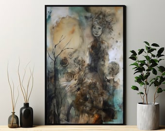 Witching Hour Digital Print, Pagan Witch, Ritual Art, Moon Phase Art, Spiritual Wall Art, Sacred Space Art, Altar Art, Witch Home Decor