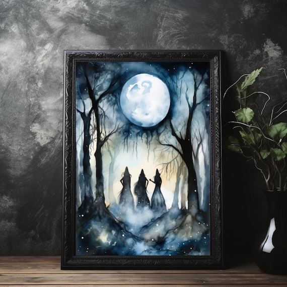 Dark Moon Magic Digital Print, Lunar Magic Art, Sacred Space Art, Spiritual Wall Decor, Witch aesthetic, Introspective Art, Witch Home Decor