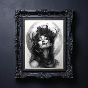 Goddess Lilith Print, Mesopotamian Mythology Art, Sacred Space Art, Divine Feminine Art, Dark Goddess Art, Gothic Art, Dark Feminine Art