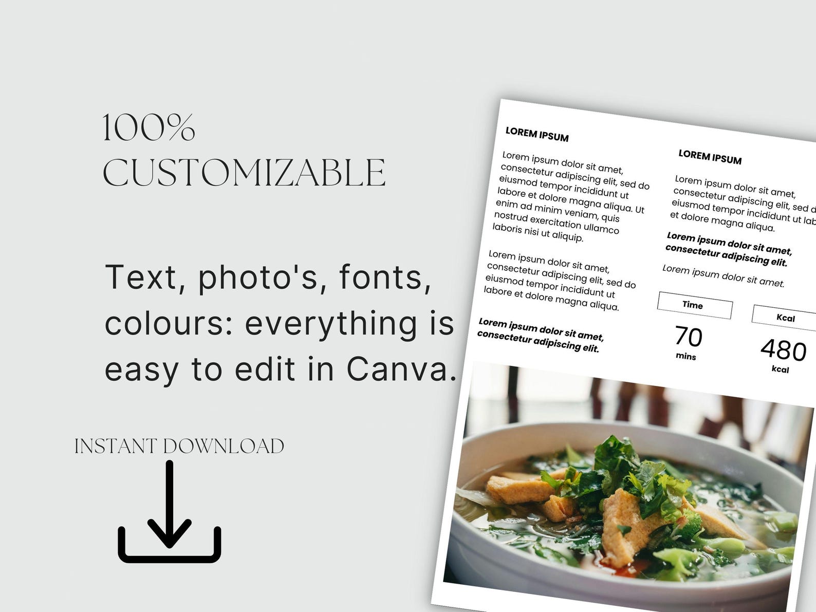 Editable Recipe Template / Ebook for Chefs / Fully Editable in Canva ...