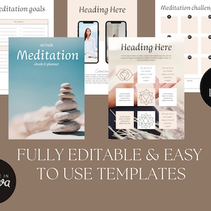 E-book de meditação / modelo de e-book bege e marrom / lead magnet / modelo / pasta de trabalho / totalmente editável no Canva / modelo editável