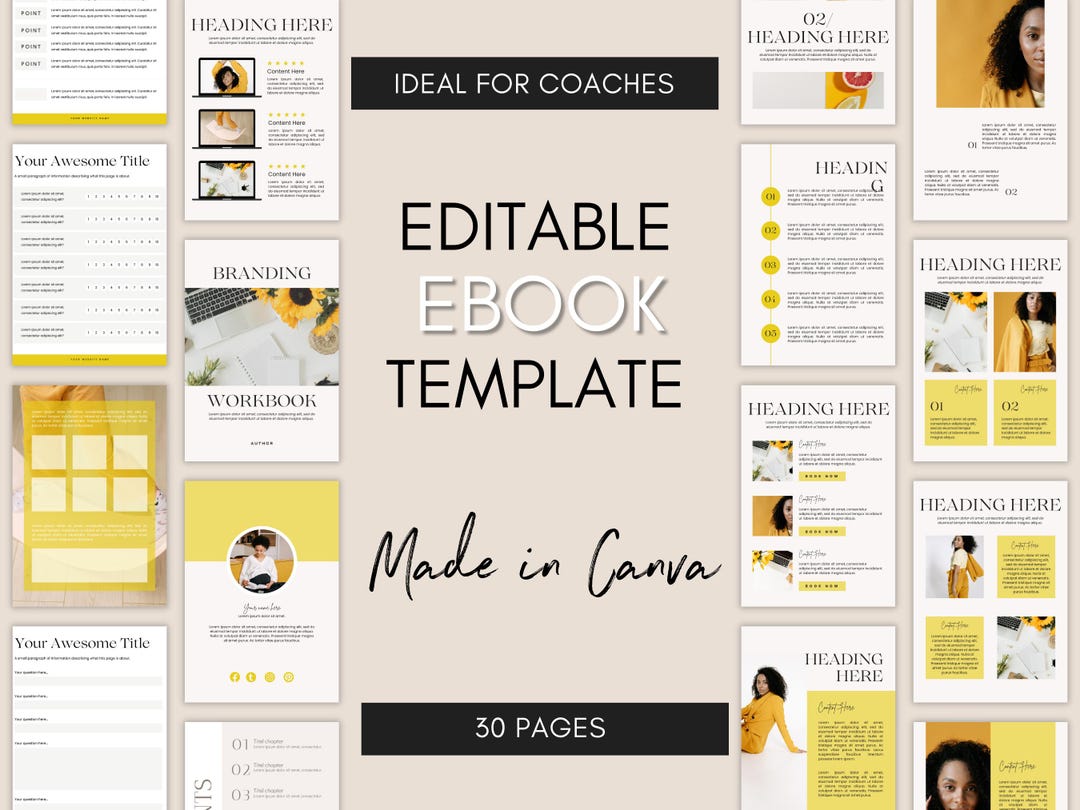 Business Workbook Template Canva | Yellow Ebook | Lead Magnet | Coaches ...