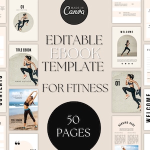 Ebook for fitness / workbook template / lead magnet / fully editable in Canva / fitness journal / black / health / business / meditation
