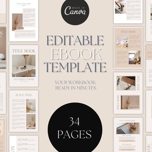 editable ebook template canva / small business bundle / beige / starting a business / modern style minimalistic / interior design creators