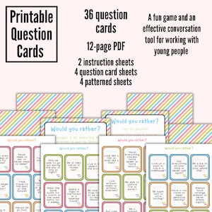Would You Rather? Fun Family Game Quiz ~ 36 Question Card Printable ~ Conversational tool ~ All Ages ~