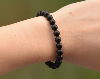 Matte Obsidian Stone Bracelet - 8 mm