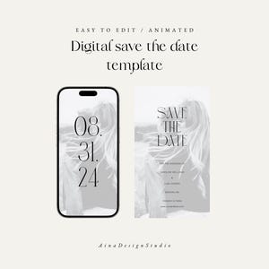 Digital wedding save the date, Animated save the date card, Editable Canva wedding template