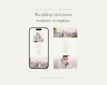 Animated Wedding Invitation Website Template with Trackable RSVP (Digital Download)