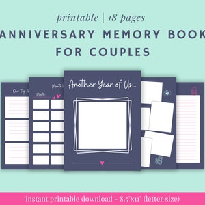 Printable Anniversary Memory Book for Couples - Etsy