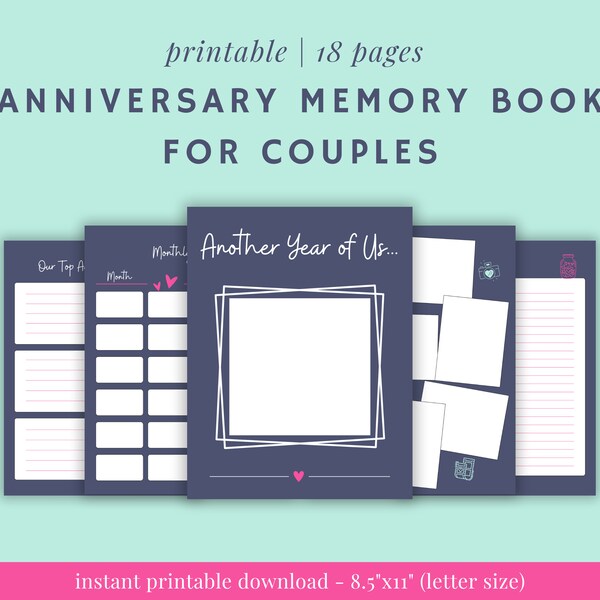 Printable Anniversary Memory Book for Couples