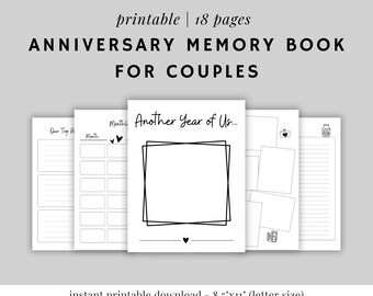 Printable Anniversary Memory Book for Couples - Etsy