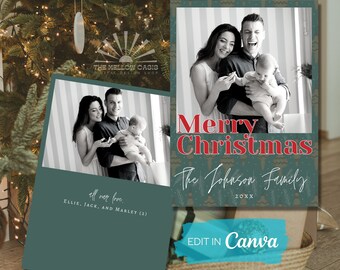 Boho Holiday Card | Photo Christmas Card Template | Printable Christmas Card | Personalized Holiday Card with Photo | Picture Christmas card