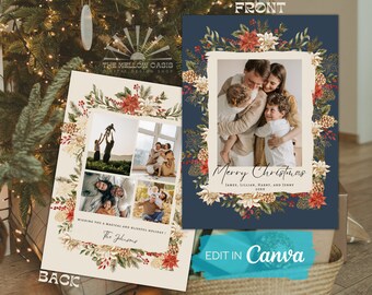 Merry Christmas Photo Card Template | Christmas Card Template | Holiday Card Template | Holiday Photo Cards | Christmas Photo Card Template