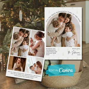 Boho Holiday Card | Photo Christmas Card Template | Printable Christmas Card | Personalized Holiday Card with Photo | Picture Christmas card