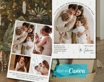Boho Holiday Card | Photo Christmas Card Template | Printable Christmas Card | Personalized Holiday Card with Photo | Picture Christmas card
